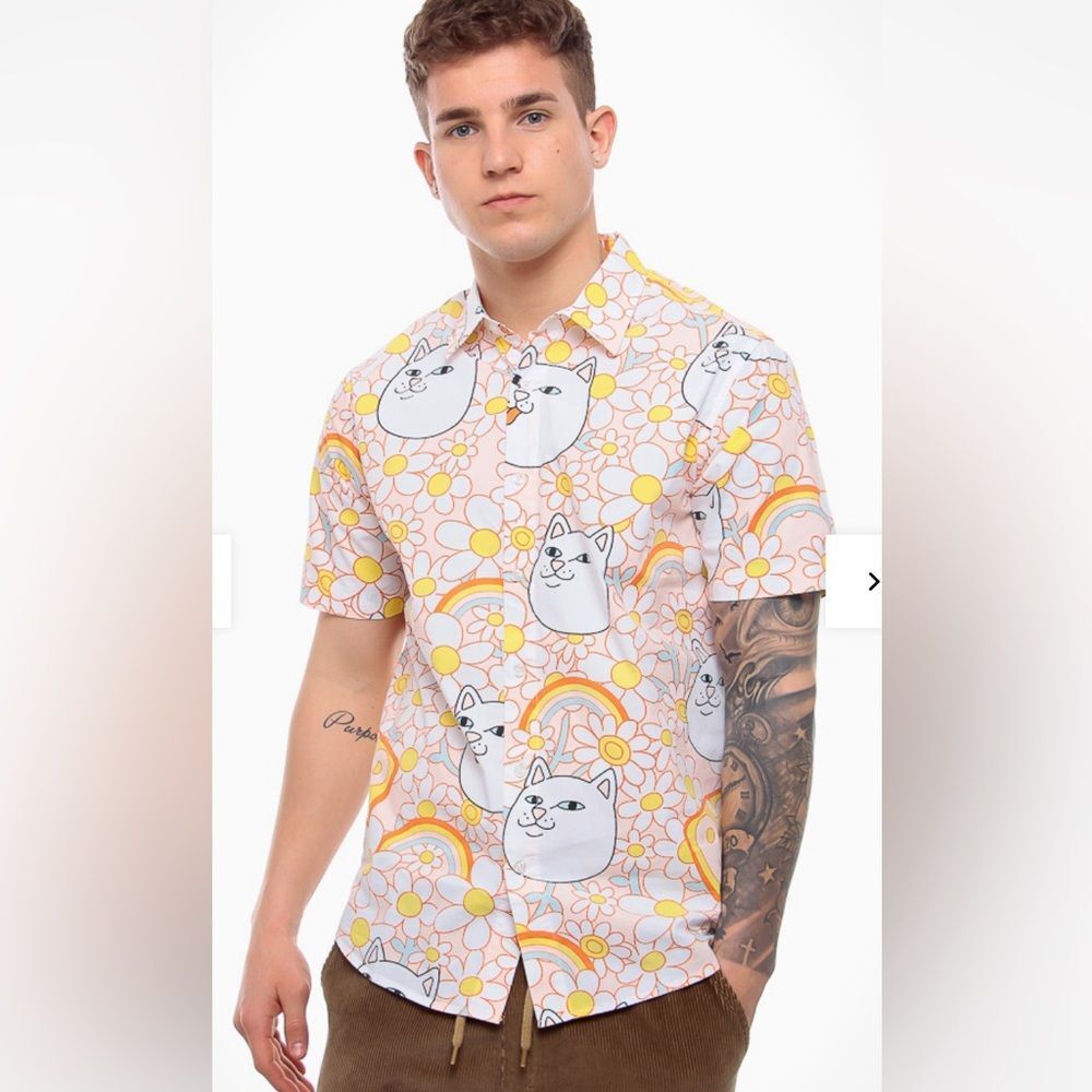 RIPNDIP Daisy Daze men’s button up shirt. Skater clothing. Sz medium.